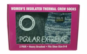 Polar Extreme Women's 2 Pair Thermal Insulated Fleece Crew Socks Marl Blue