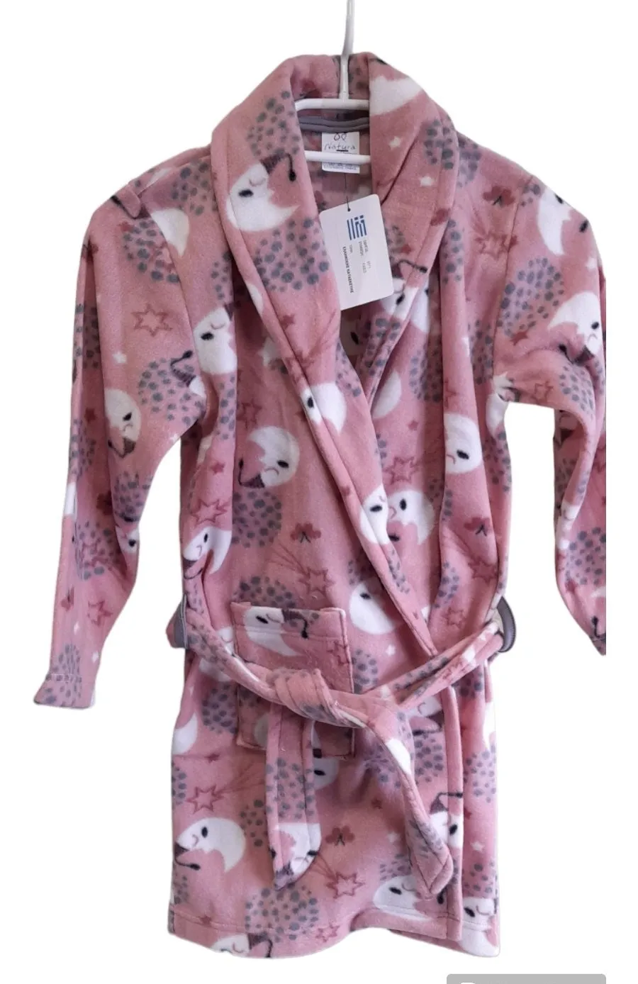 Polar fleece Ρόμπα κοριτσιών pink fluo, δετή στη μέση #0571