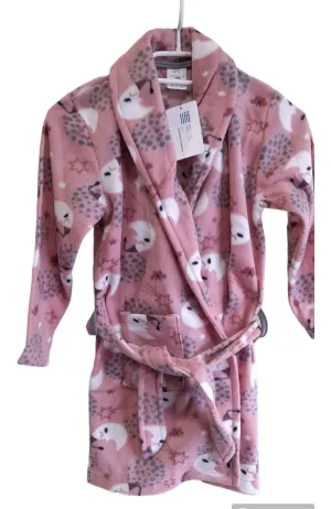 Polar fleece Ρόμπα κοριτσιών pink fluo, δετή στη μέση #0571
