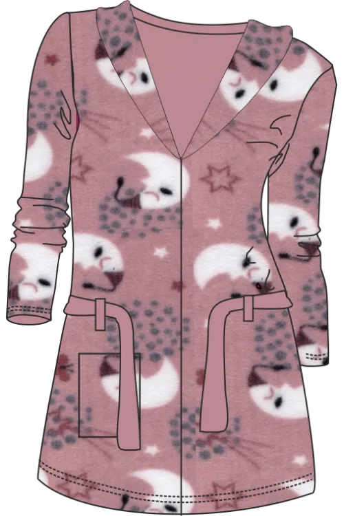 Polar fleece Ρόμπα κοριτσιών pink fluo, δετή στη μέση #0571
