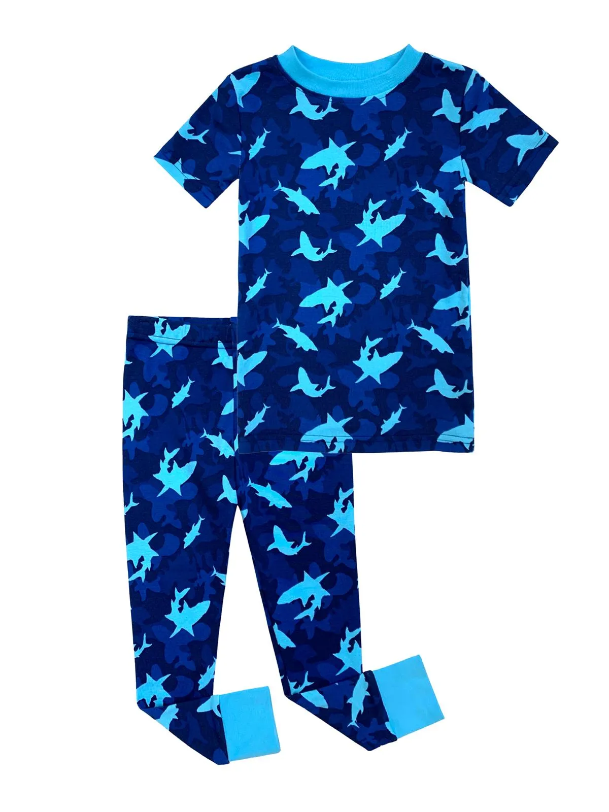 Prestigez Boys' Organic Cotton 2 Piece Pajama Set With Sharks