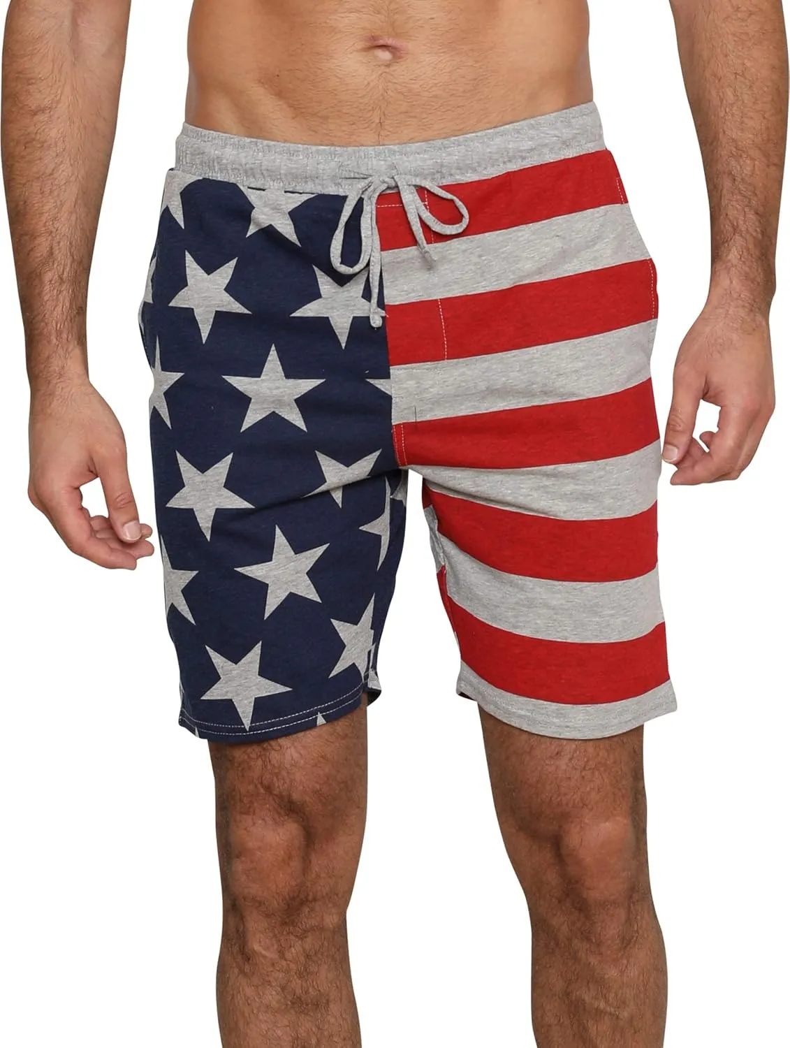Prestigez USA Flag Men's 2 Piece Pajama Set Lounge Shorts or Pants and Sleeveless Shirt, 4th of July Independence Day