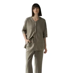 Primrose Khaki Linen Loungewear Set