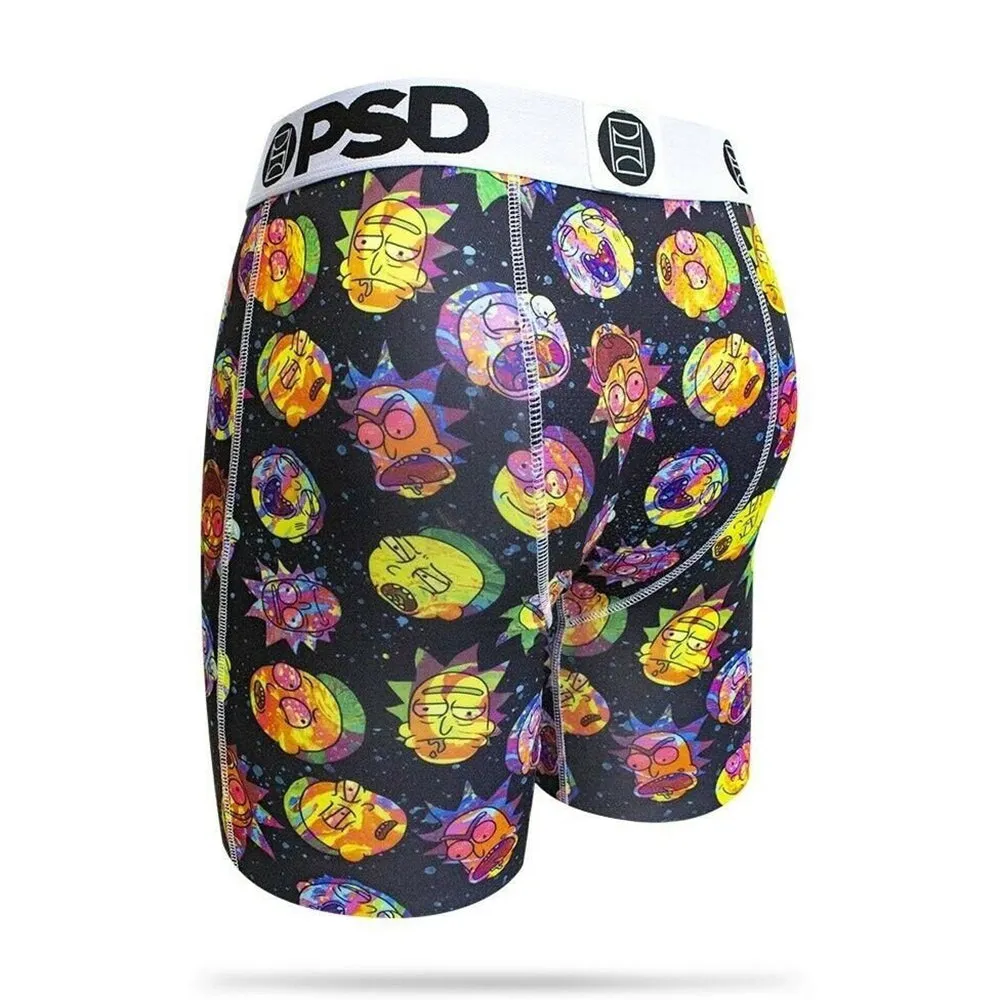 PSD Mens Rick and Morty Heads Galaxy Trippy Athletic Boxer Briefs Large Underwear - E11911015-BLACK-L