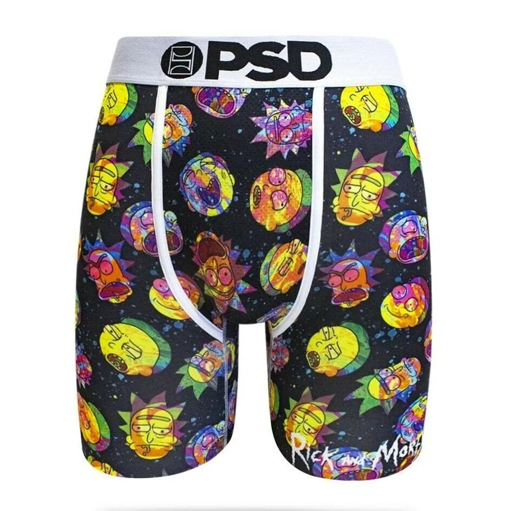 PSD Mens Rick and Morty Heads Galaxy Trippy Athletic Boxer Briefs Large Underwear - E11911015-BLACK-L