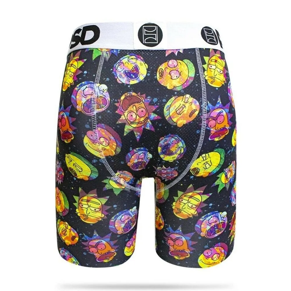PSD Mens Rick and Morty Heads Galaxy Trippy Athletic Boxer Briefs Large Underwear - E11911015-BLACK-L