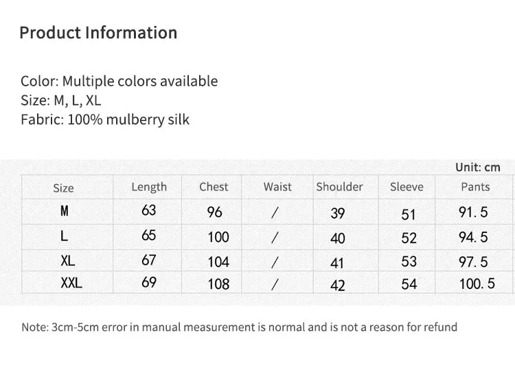 Pure Silk Pajamas Set 2pcs Binding Trim Classic Pjs