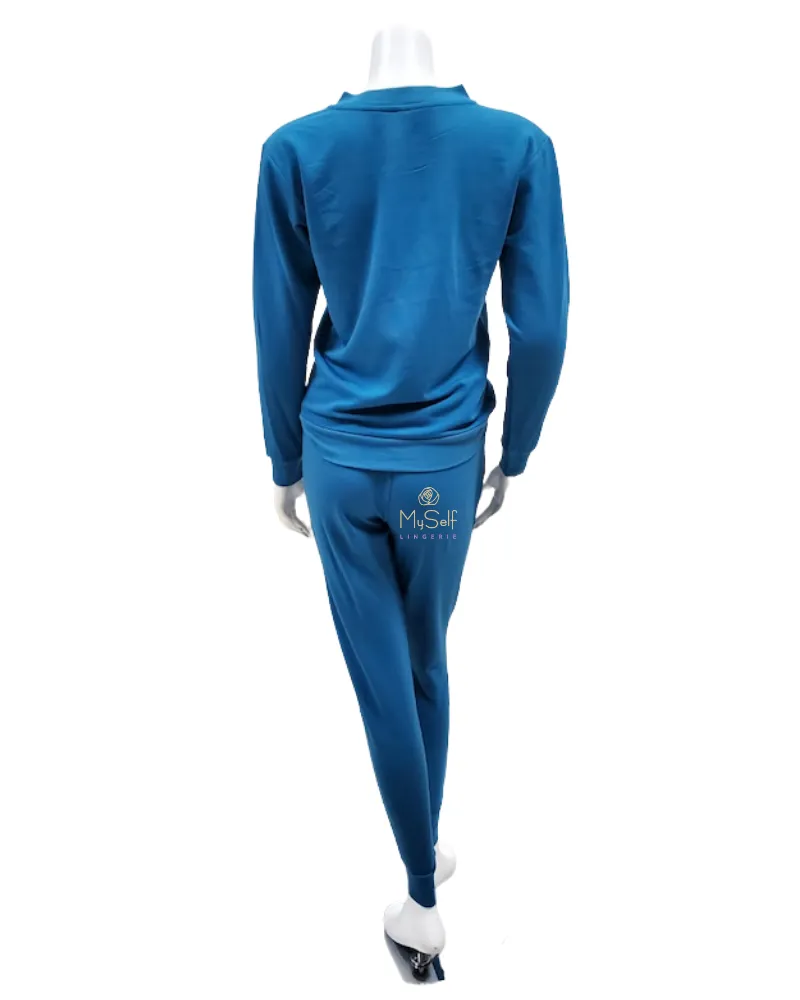 Q81173 Blaire Seaport Fleece Lined Modal Pajamas Set