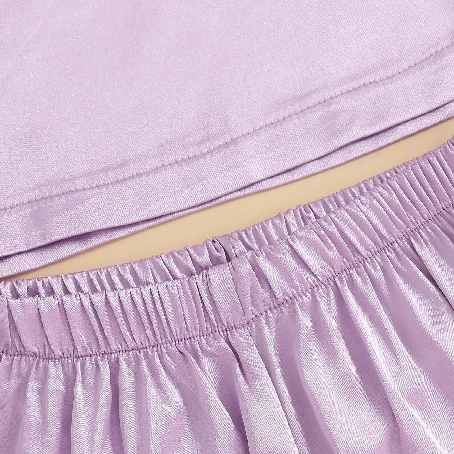 Qiylii Kids Toddler Girls Satin Pajamas Short Sleeve Tops Shorts Summer Pjs 2-Piece Solid Silk Pajama for Children Size 4-13