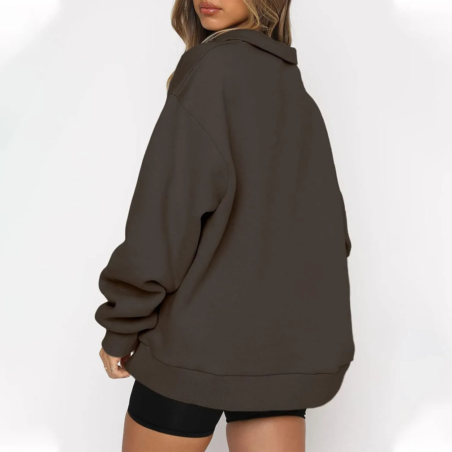 Quarter Zip Pullover for Women Fall Drop Shoulder Y2k Clothes Casual Sweaters Long Sleeve Sweatshirt Half Zip Blouses