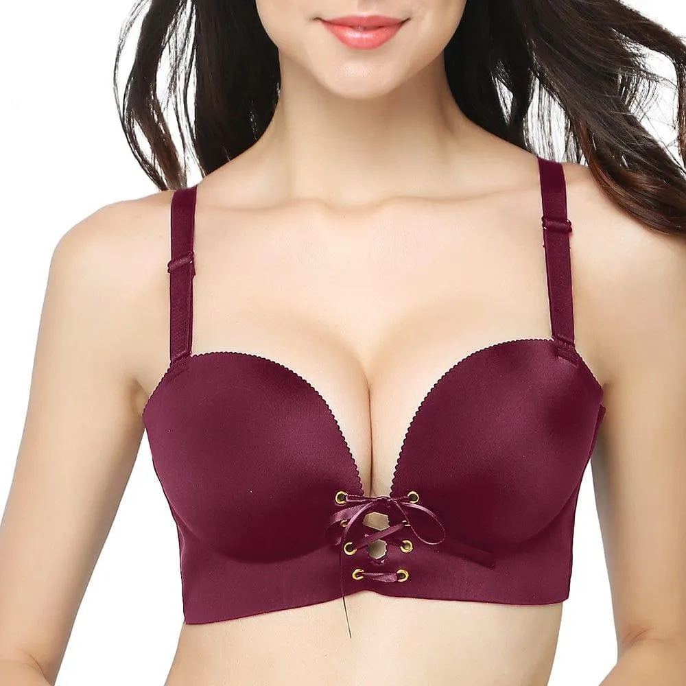"Add Two Cups" Padded Wireless Plunge Push Up Bra