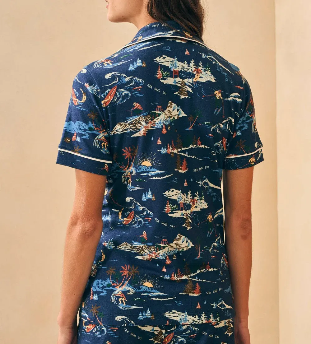 "Sea and Ski" Cloud Pajama Short Set