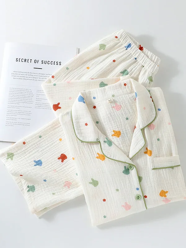 Rabbit Print Cotton Pajama Set