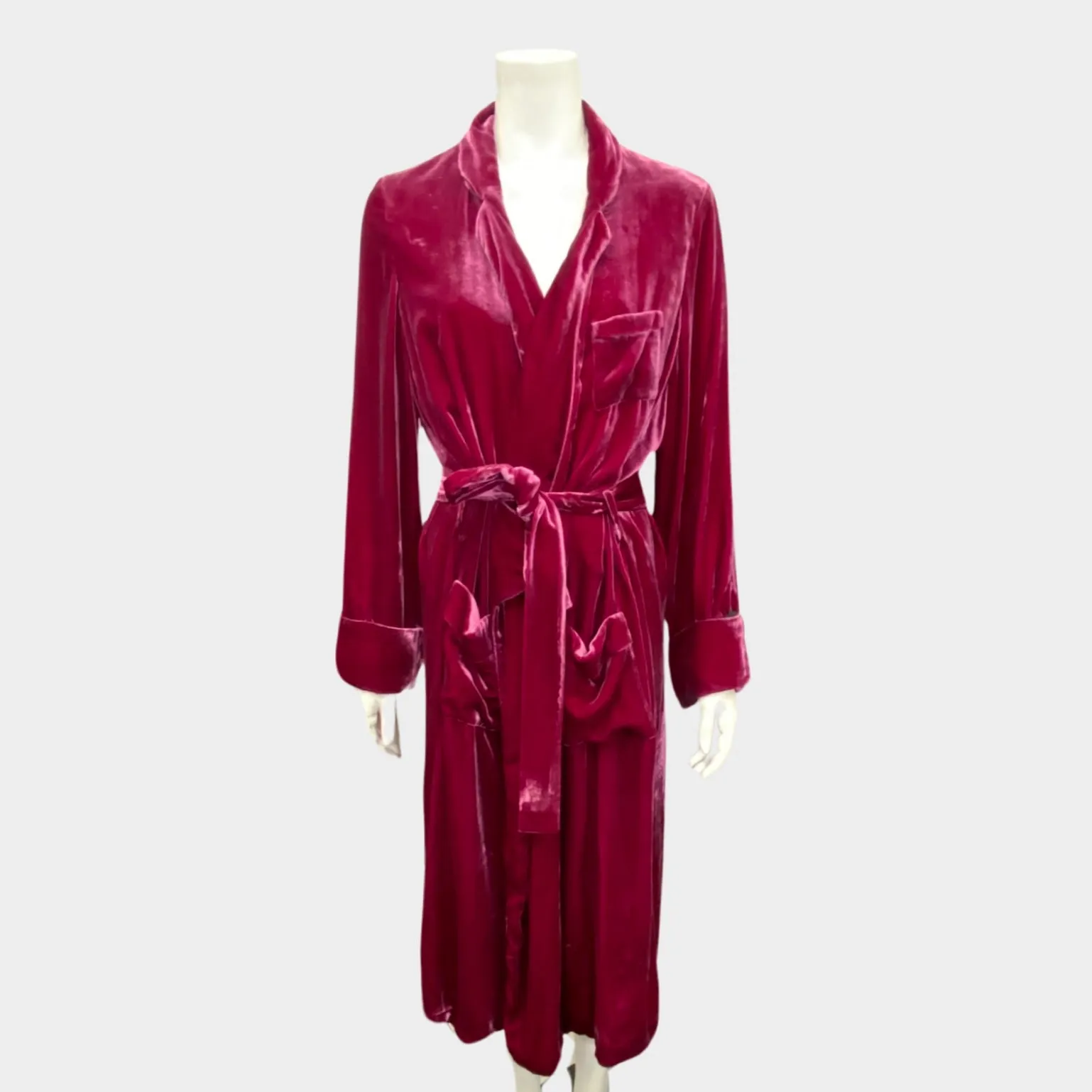 Racil women's raspberry velvet evening robe