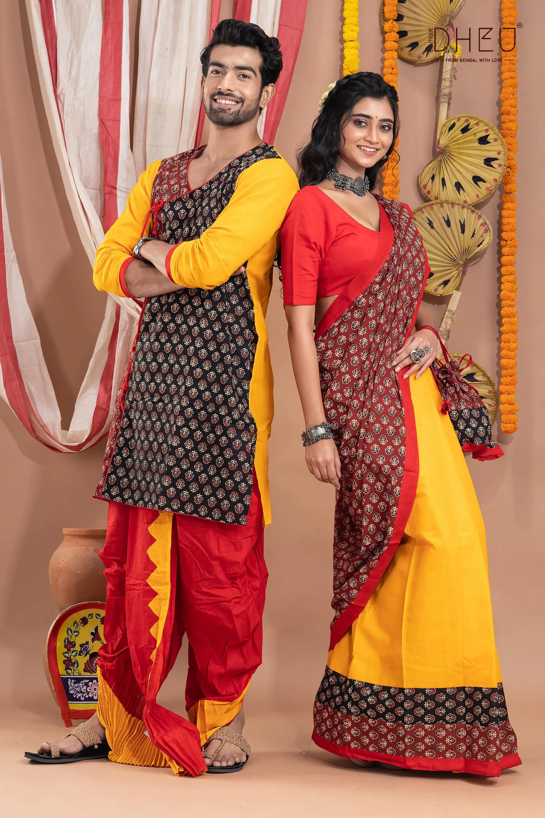 Rajbadhu-Mekhela-Kurta Couple Set