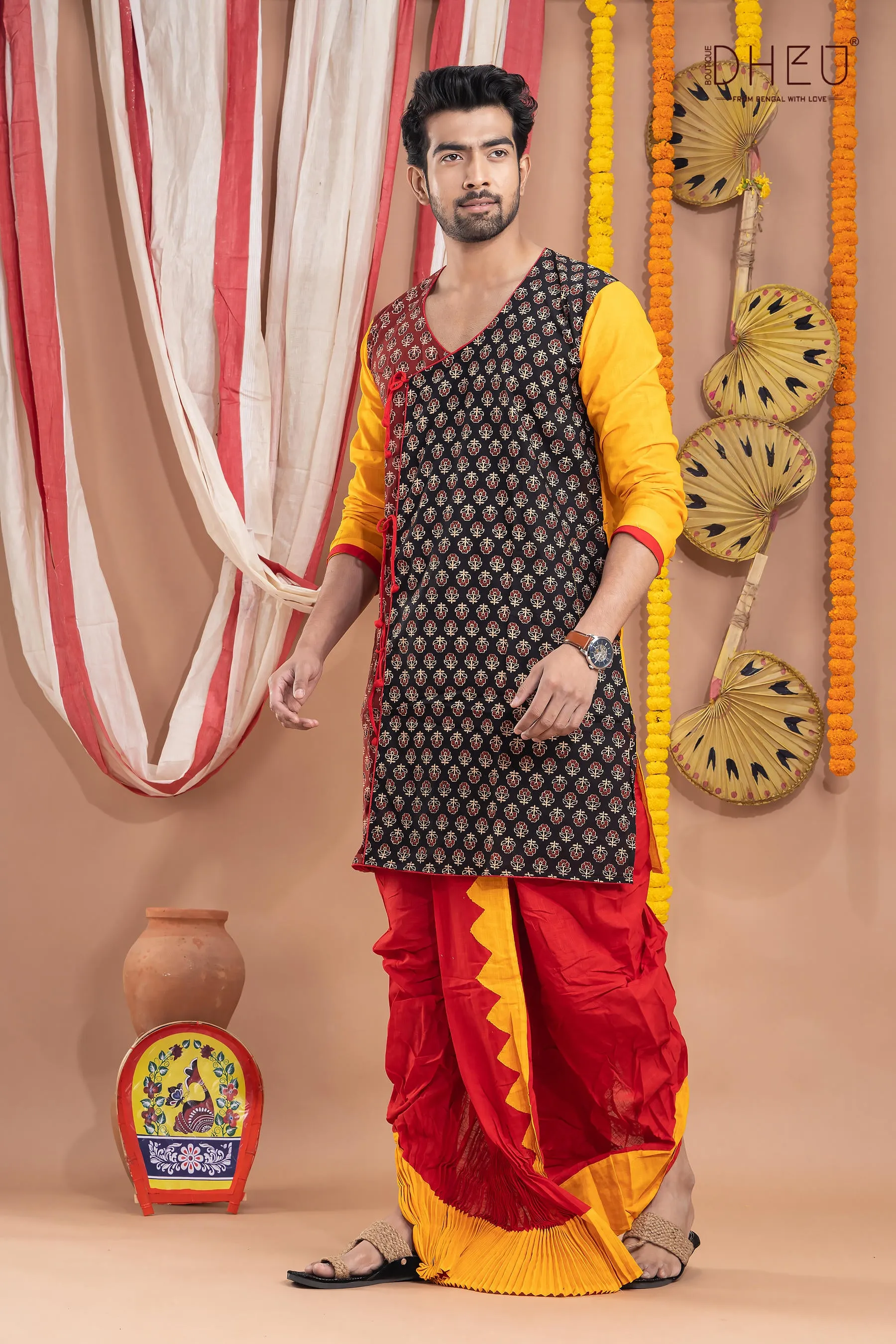 Rajbadhu-Mekhela-Kurta Couple Set