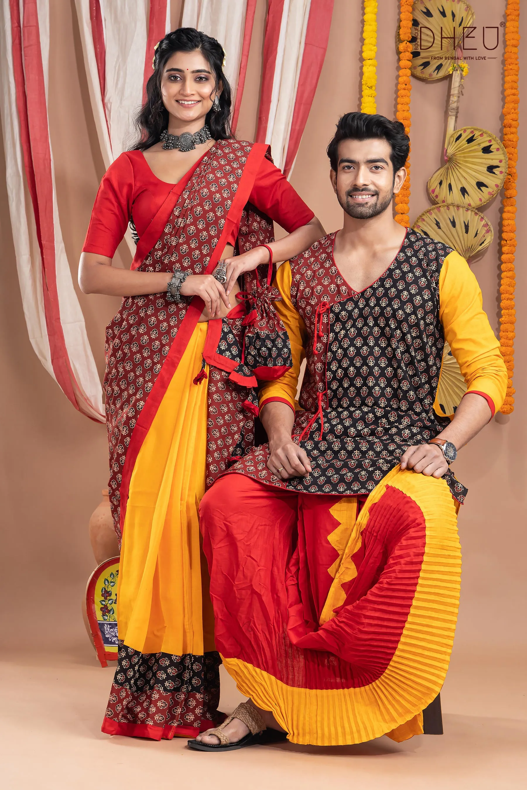 Rajbadhu-Mekhela-Kurta Couple Set