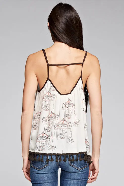 Rayon Gauze Carousel Print Top