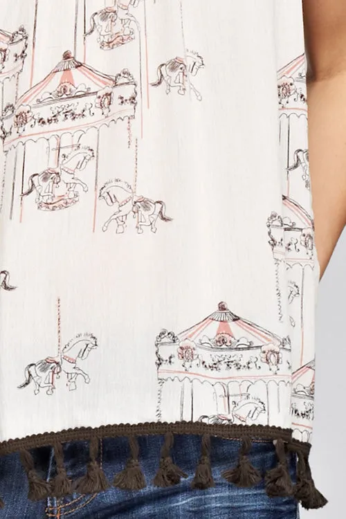 Rayon Gauze Carousel Print Top