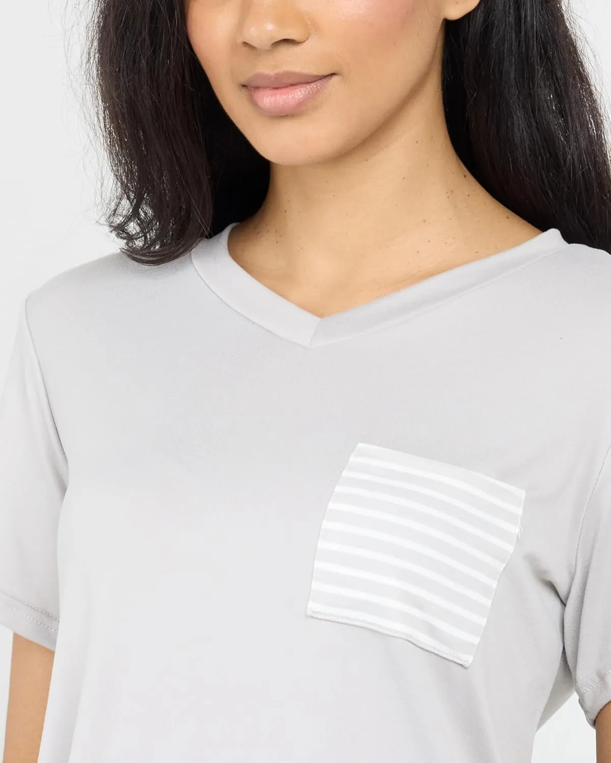 Real Essentials 2 Pack: Women's Pajama Set - Choose from Short Sleeve with Pocket or Long Sleeve without Pocket