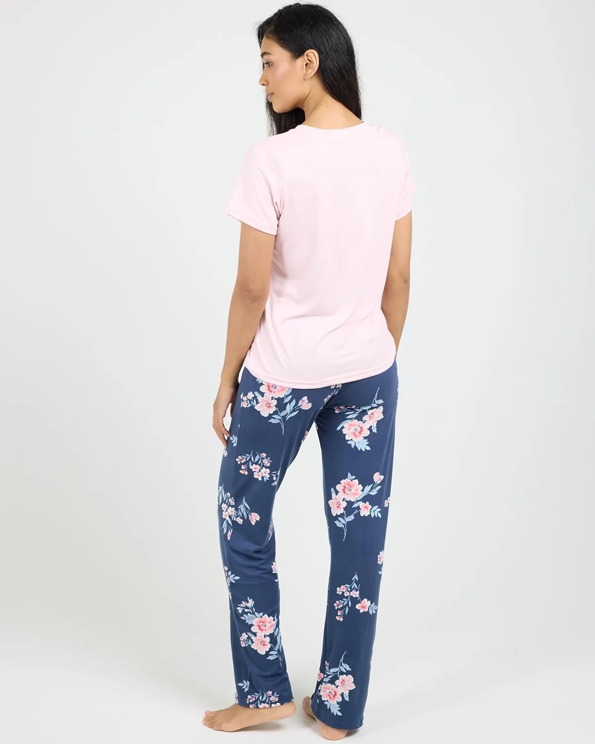 Real Essentials 2 Pack: Women's Pajama Set - Choose from Short Sleeve with Pocket or Long Sleeve without Pocket