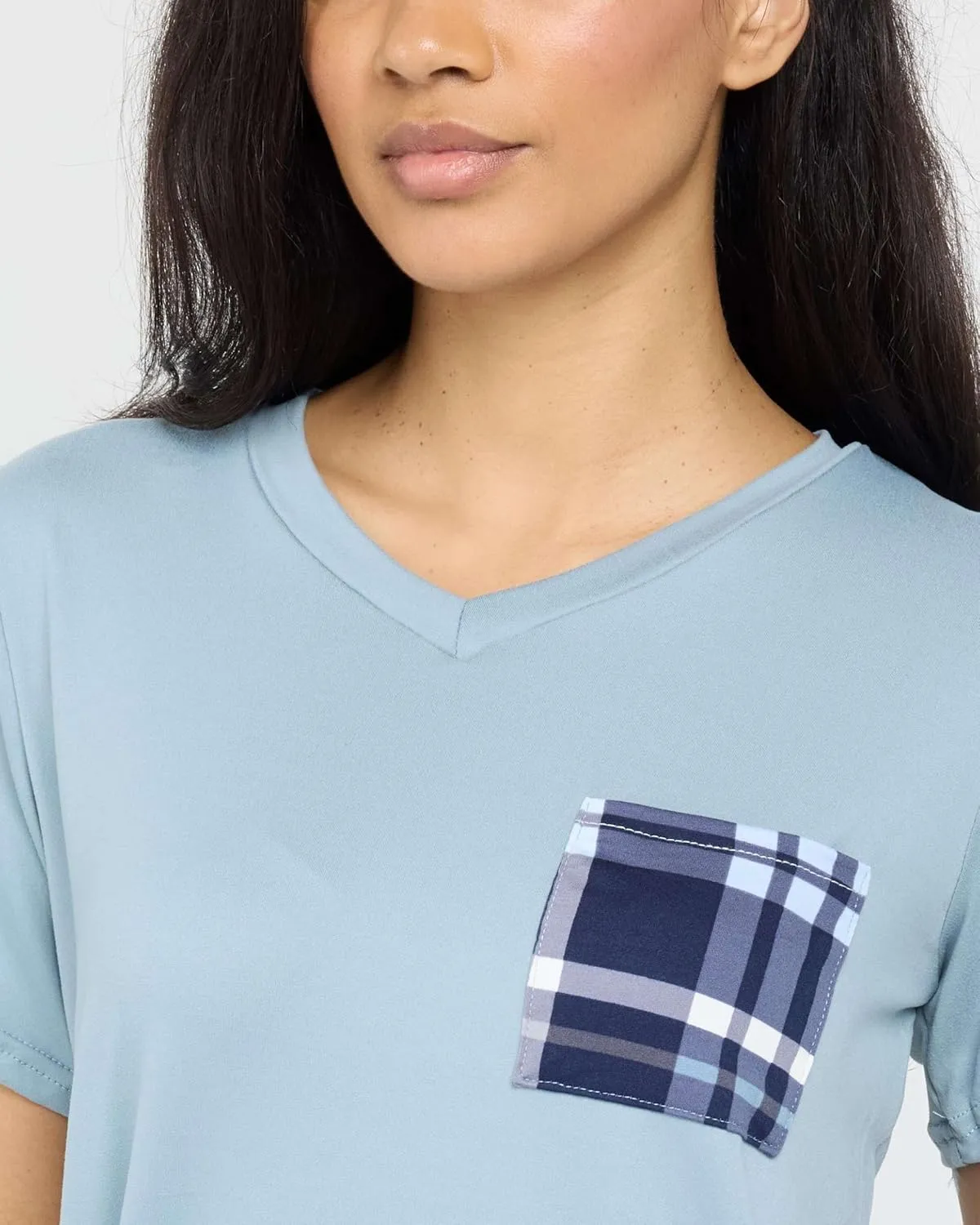 Real Essentials 2 Pack: Women's Pajama Set - Choose from Short Sleeve with Pocket or Long Sleeve without Pocket