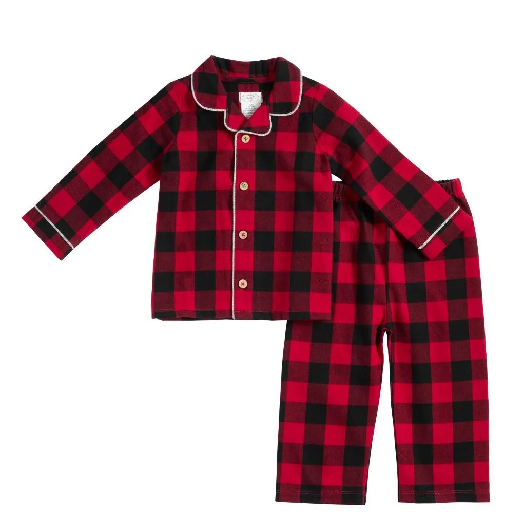 Red and Black Buffalo Check Boys Christmas 2 Pc Pajamas Set