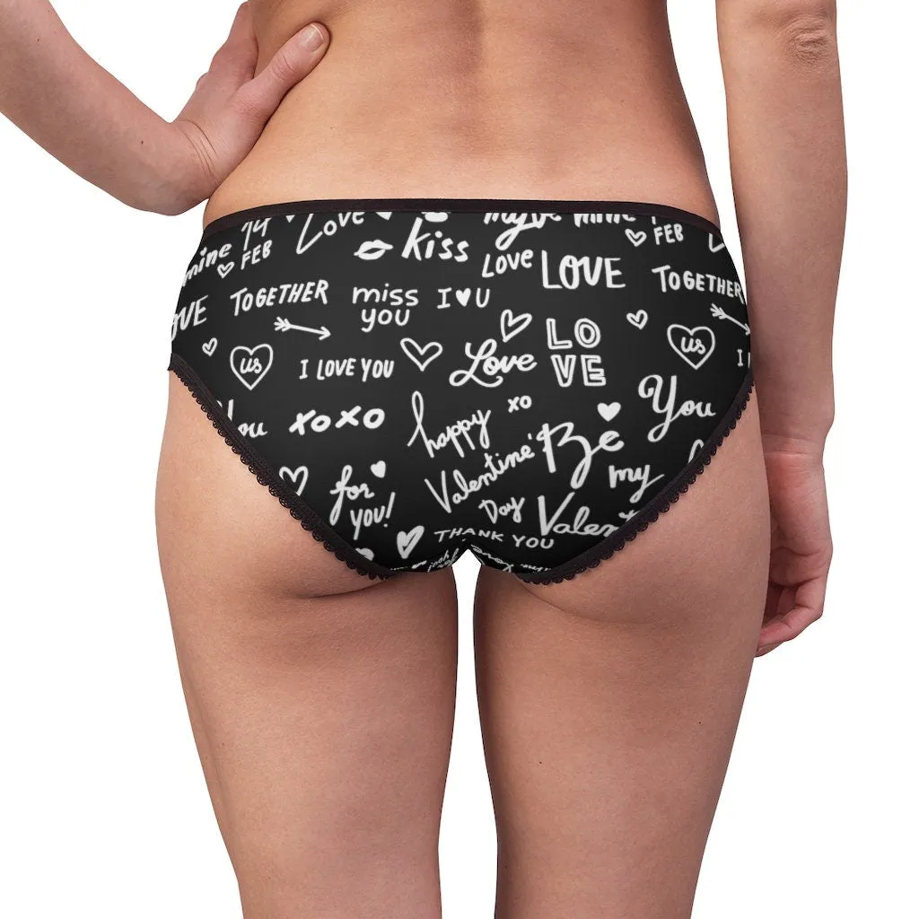 Red Black Love Notes Bikini Underwear,Gift for Her/Girlfriend/Aunt/Birthday/Thanksgiving/Graduation/Christmas/Valentine/Halloween/Funny Gift