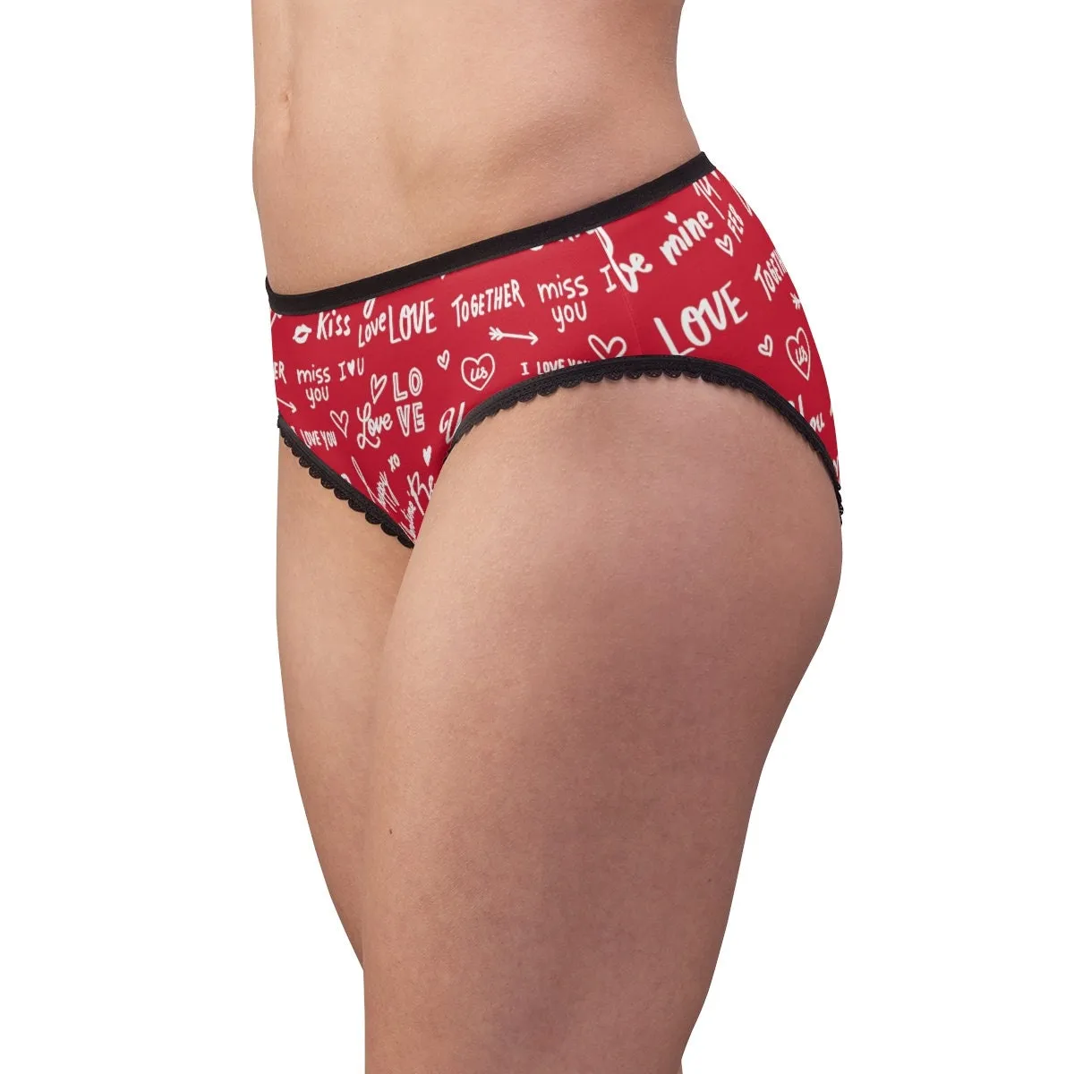 Red Black Love Notes Bikini Underwear,Gift for Her/Girlfriend/Aunt/Birthday/Thanksgiving/Graduation/Christmas/Valentine/Halloween/Funny Gift