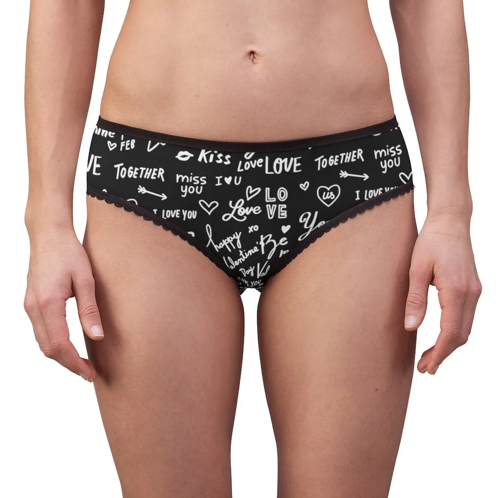 Red Black Love Notes Bikini Underwear,Gift for Her/Girlfriend/Aunt/Birthday/Thanksgiving/Graduation/Christmas/Valentine/Halloween/Funny Gift