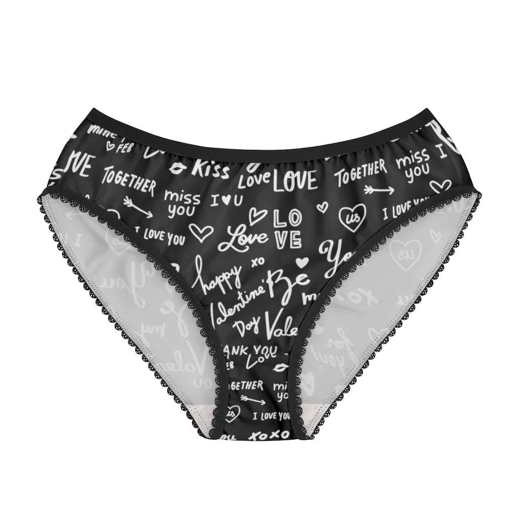 Red Black Love Notes Bikini Underwear,Gift for Her/Girlfriend/Aunt/Birthday/Thanksgiving/Graduation/Christmas/Valentine/Halloween/Funny Gift