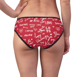 Red Black Love Notes Bikini Underwear,Gift for Her/Girlfriend/Aunt/Birthday/Thanksgiving/Graduation/Christmas/Valentine/Halloween/Funny Gift