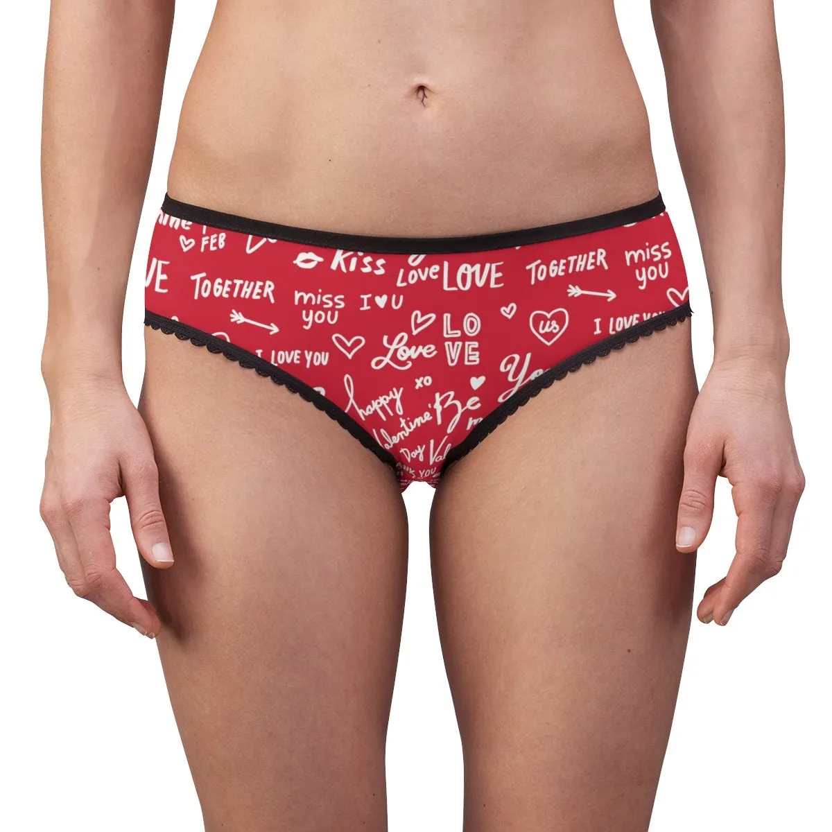 Red Black Love Notes Bikini Underwear,Gift for Her/Girlfriend/Aunt/Birthday/Thanksgiving/Graduation/Christmas/Valentine/Halloween/Funny Gift