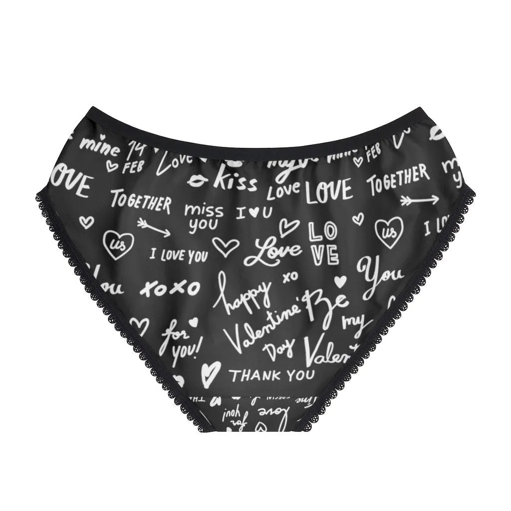 Red Black Love Notes Bikini Underwear,Gift for Her/Girlfriend/Aunt/Birthday/Thanksgiving/Graduation/Christmas/Valentine/Halloween/Funny Gift
