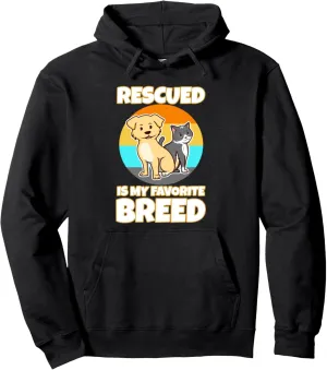Rescued is my favorite breed cropped Pullover Hoodie