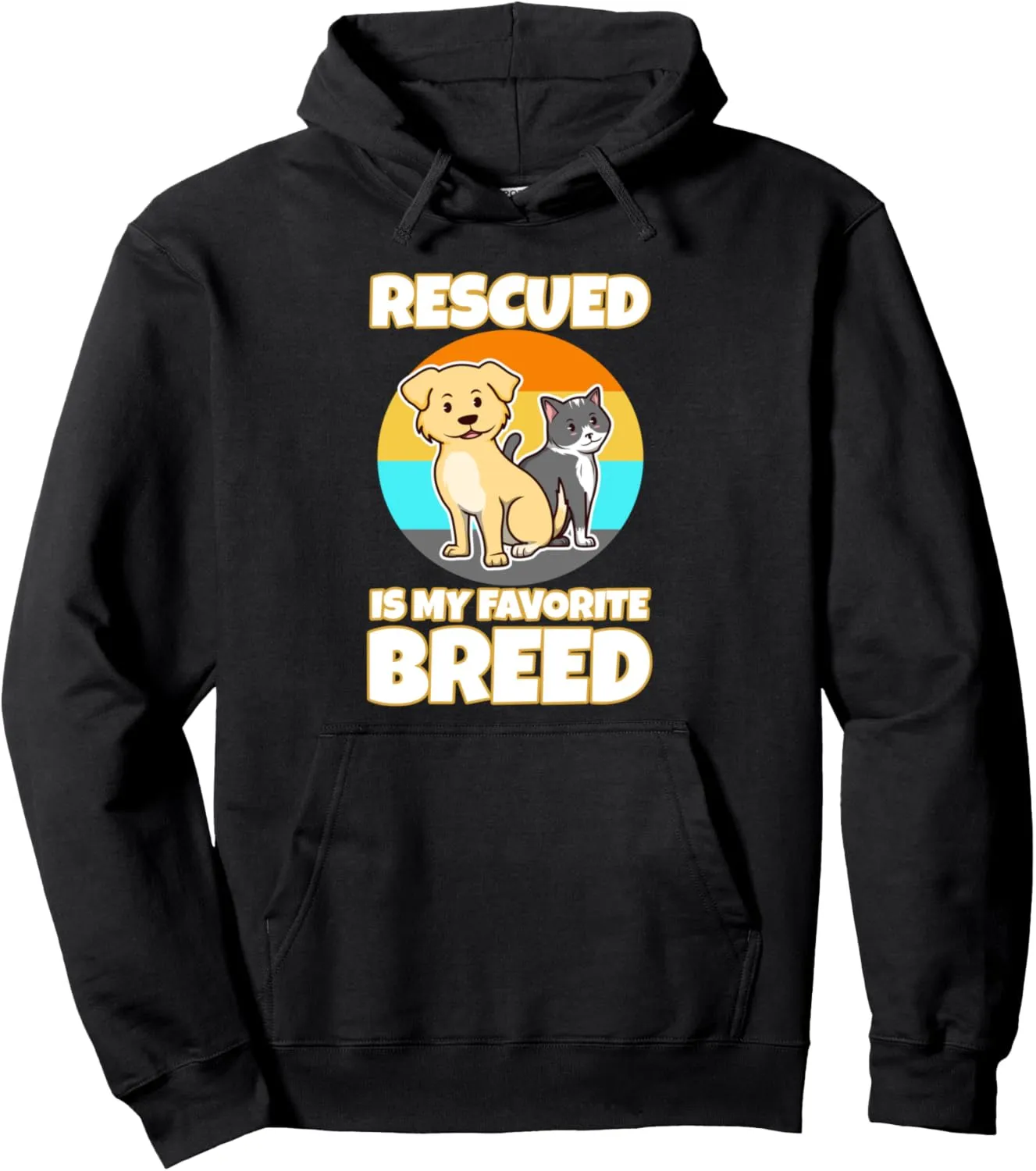 Rescued is my favorite breed cropped Pullover Hoodie