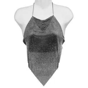 Rhinestone Metal Mesh Camisole Top Body Chain