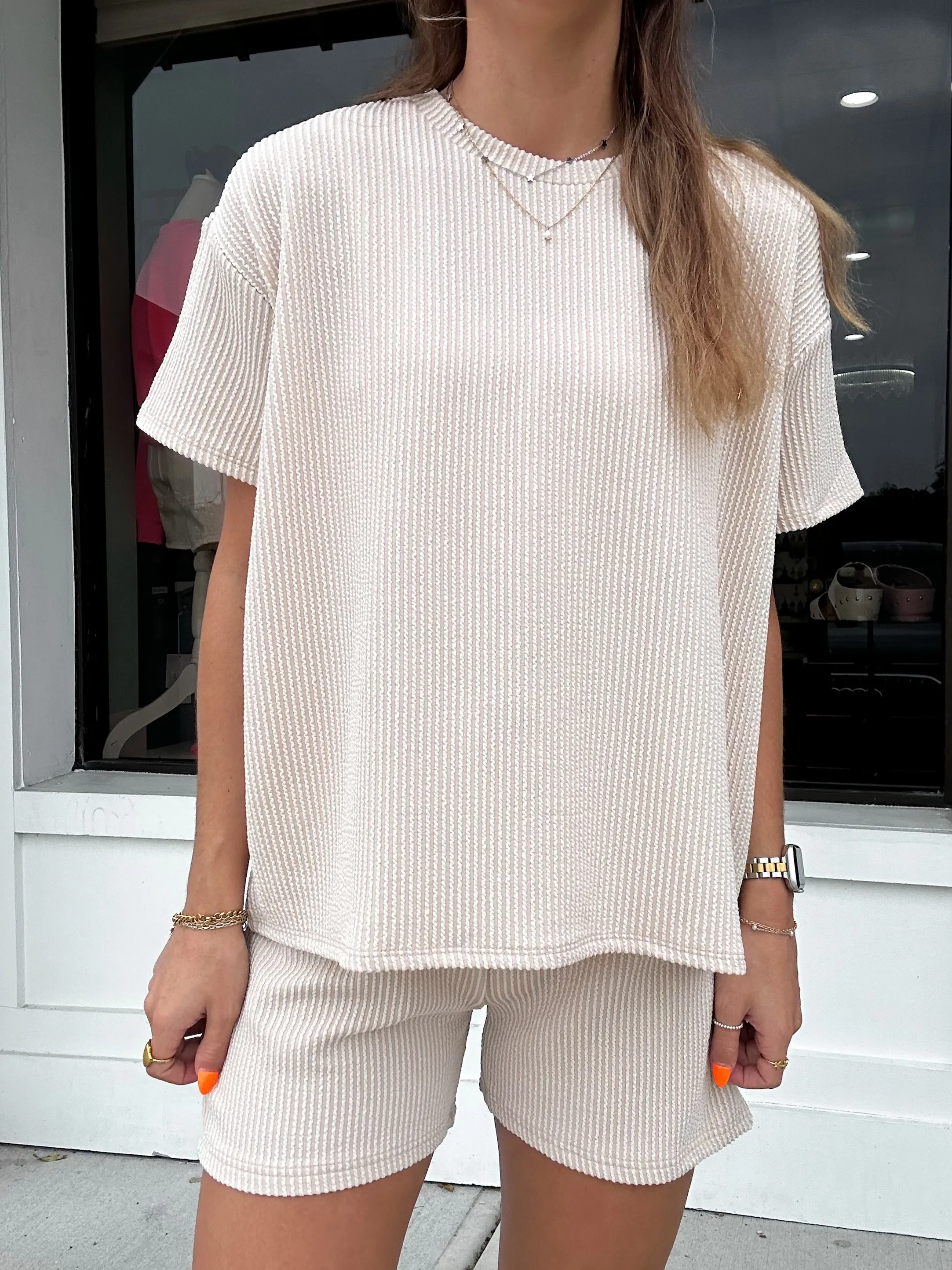 Ribbed Short Sleeve Set