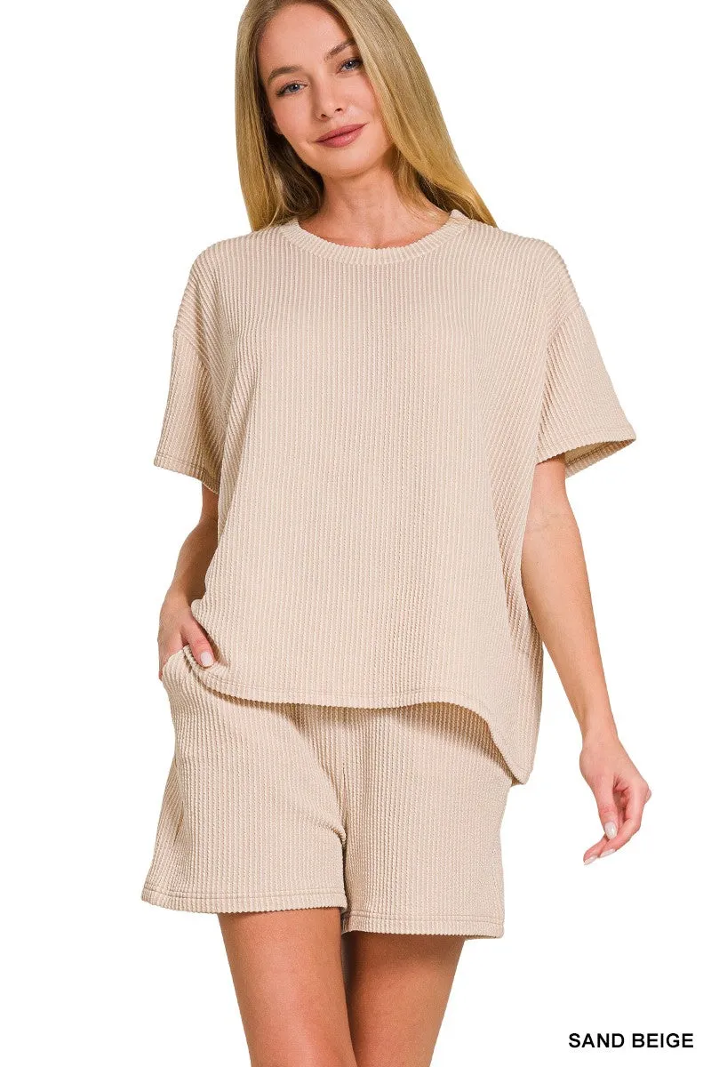 Ribbed Short Sleeve Set