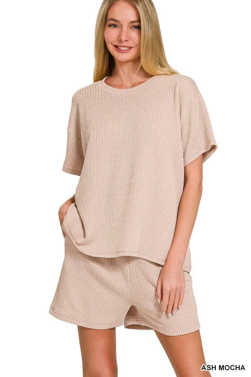 Ribbed Short Sleeve Set