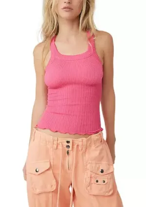Ribbed Smls Tank-Raspberry