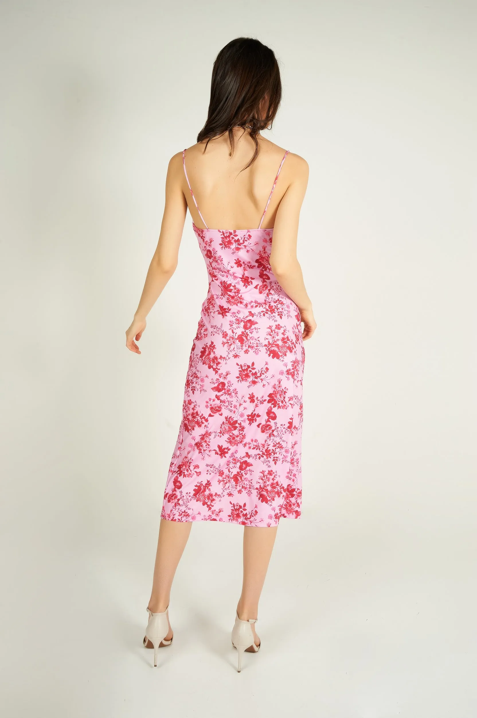 Robe midi fleurie - QD5261J - (E-B18)