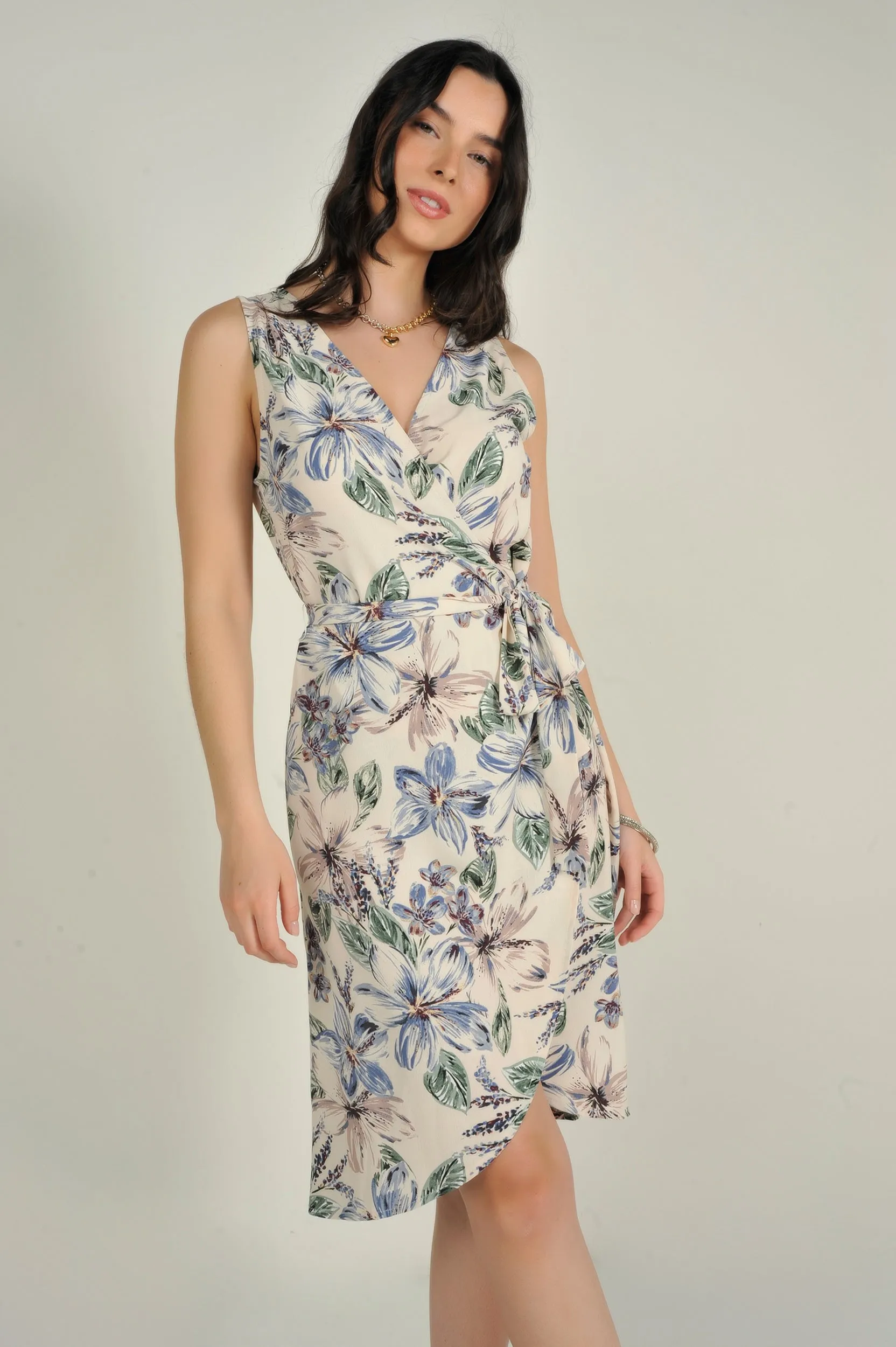 Robe portefeuille fleurie - KAREL - (R-B13)
