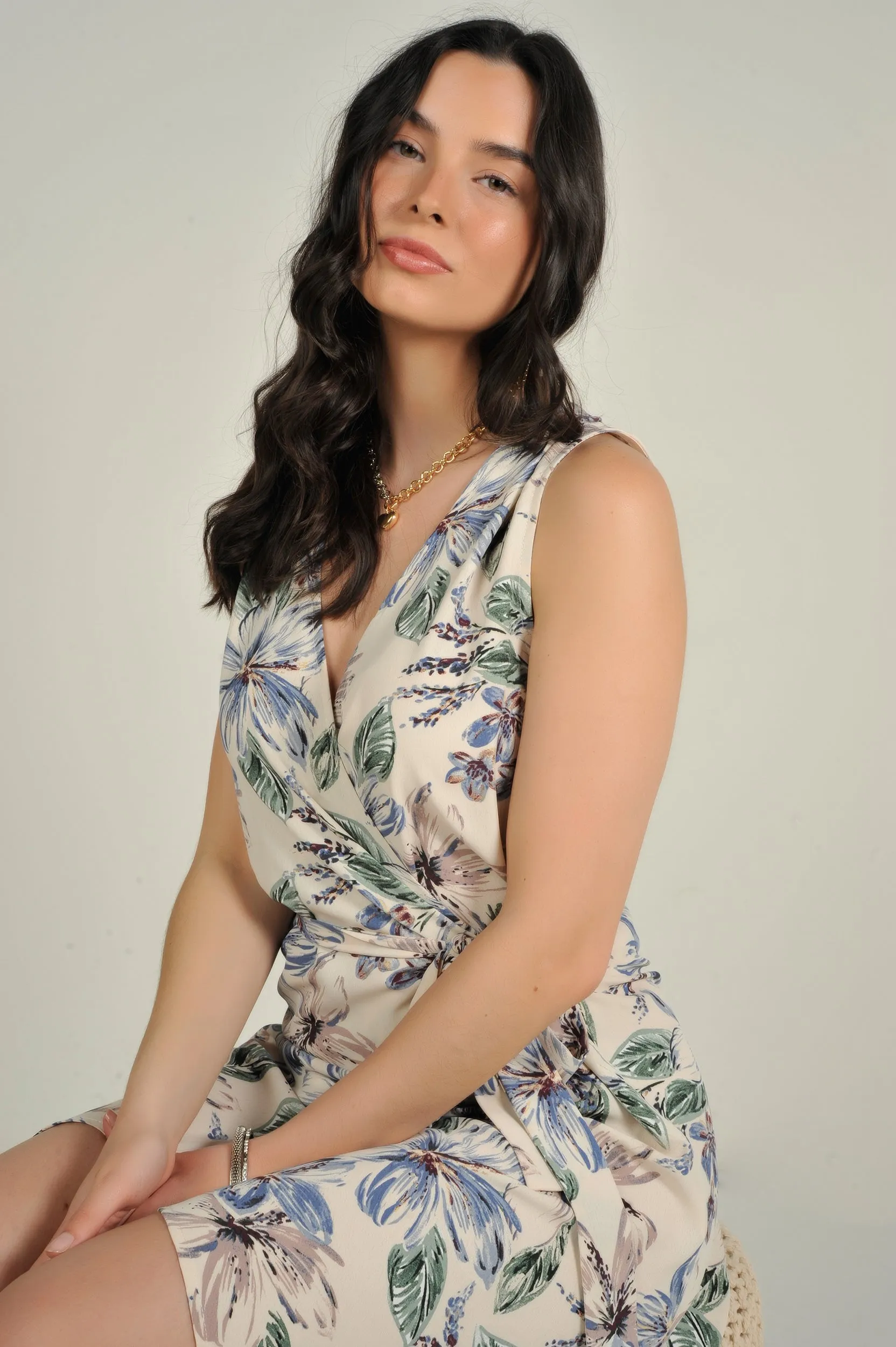 Robe portefeuille fleurie - KAREL - (R-B13)