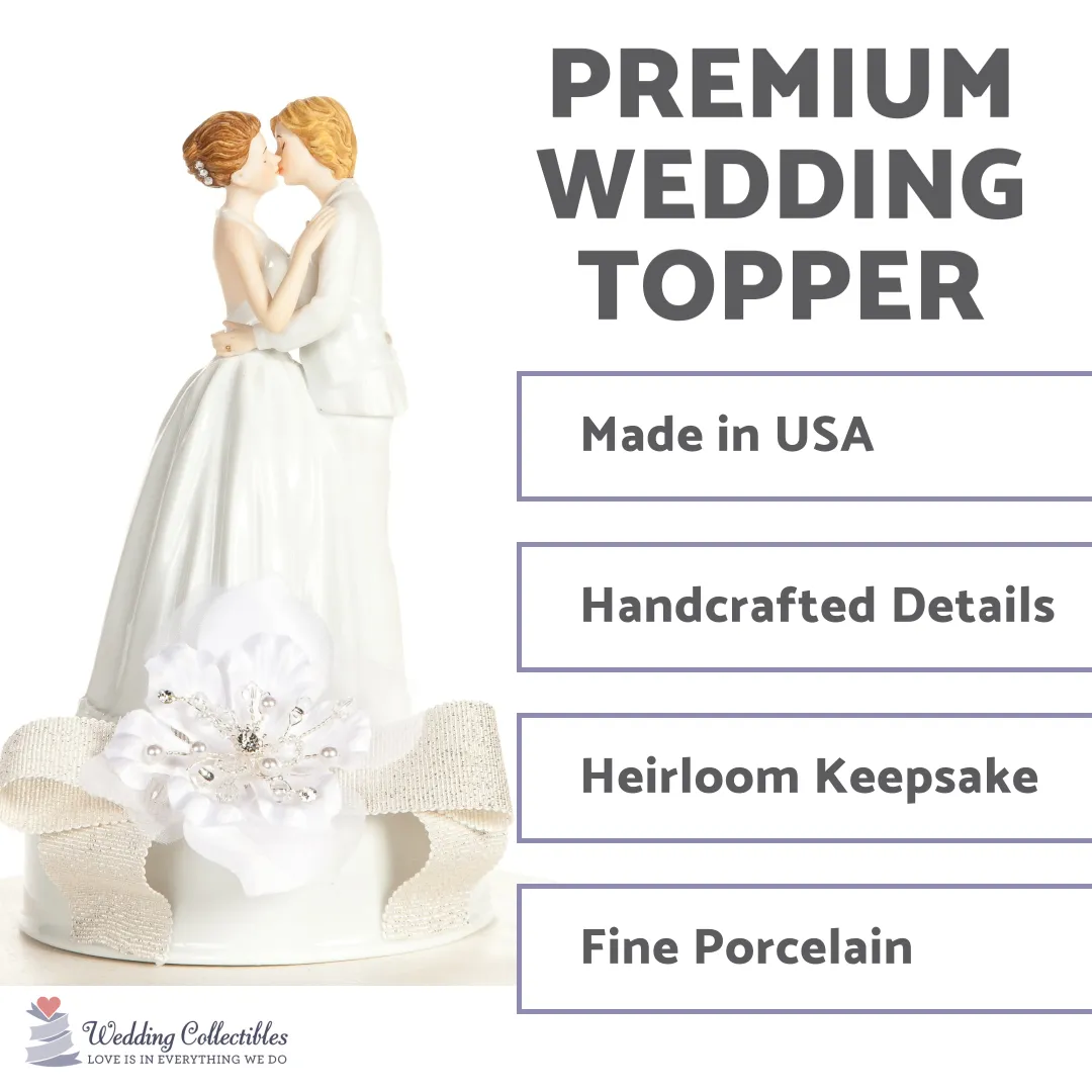 Romance Ribbon Accents Lesbian Cake Topper
