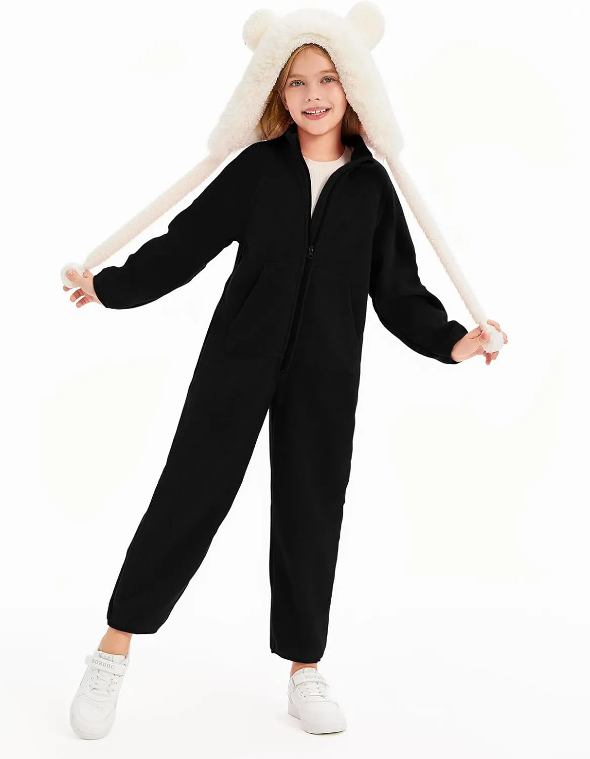 rrhss Girls One Piece Pajamas Long Sleeve Zip-Front Fleece Blanket Sleeper with Pockets 5-14 Years