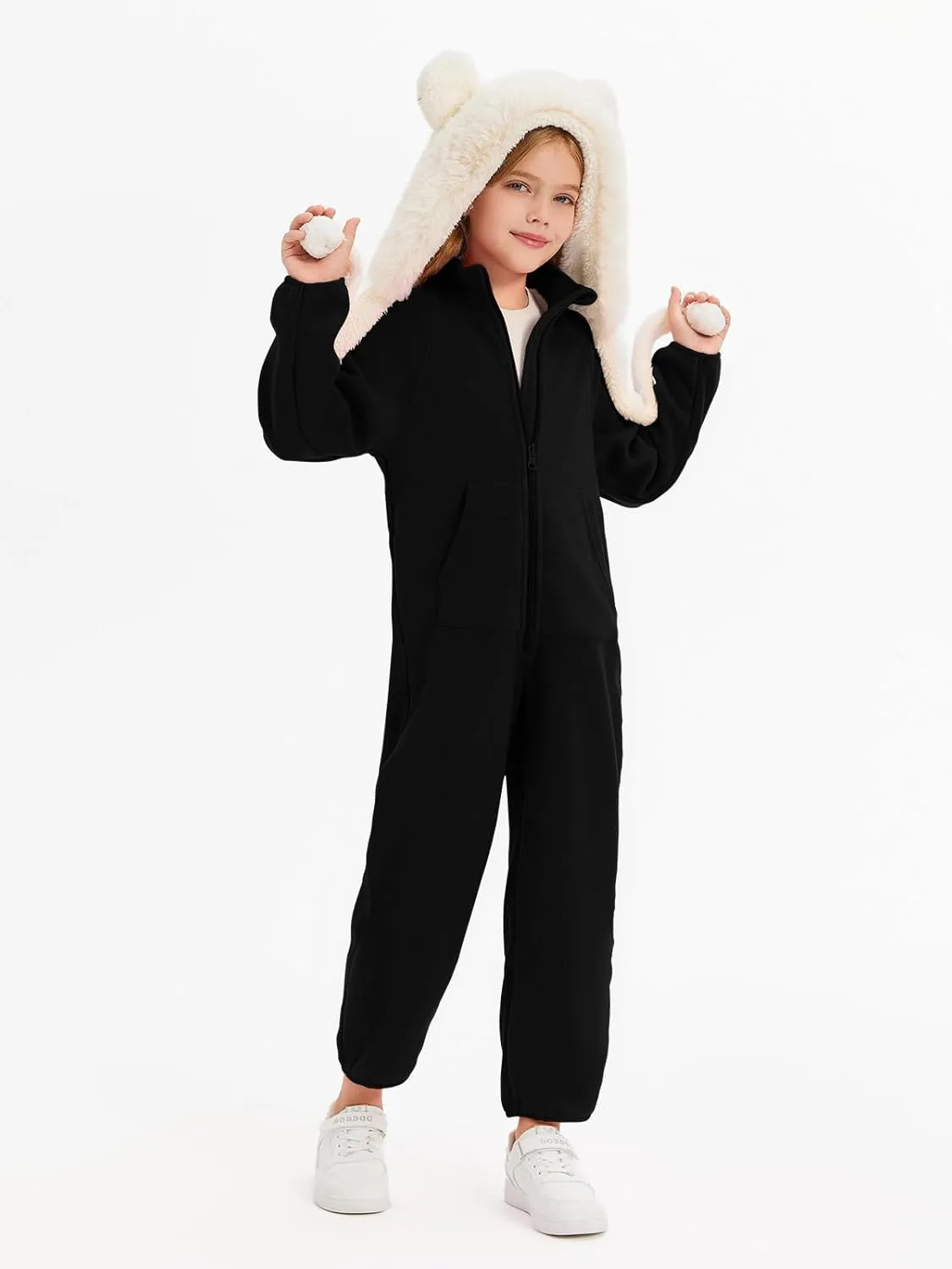 rrhss Girls One Piece Pajamas Long Sleeve Zip-Front Fleece Blanket Sleeper with Pockets 5-14 Years