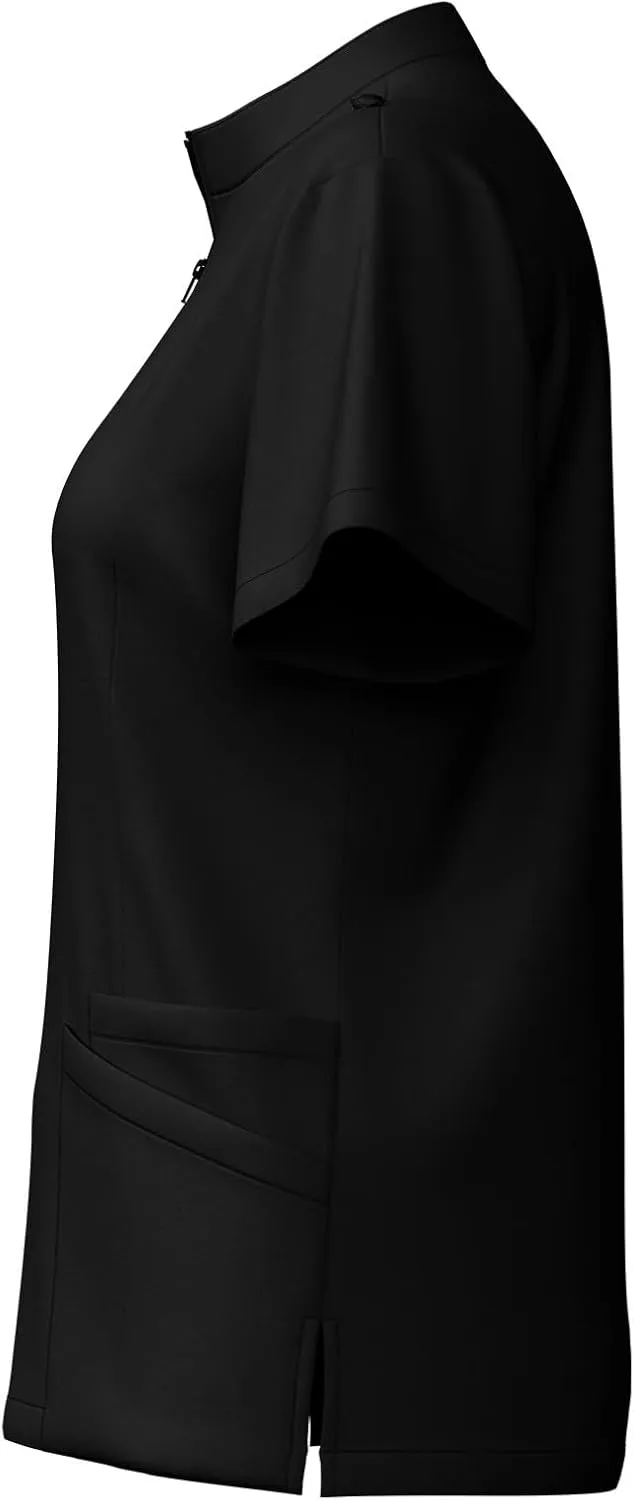 Ruziyoog Medical Scrubs Set for Women Casual V-Neck Zipper Henley Tops & Drawstring Jogger Pants Soft Nursing Uniform