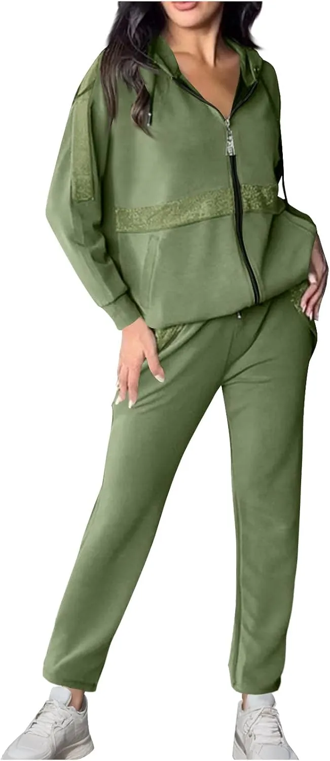 Ruziyoog Womens Two Piece Tracksuit Set Zip Up Jacket and Joggers Long Sleeve Lounge Set Casual Athletic Outfits