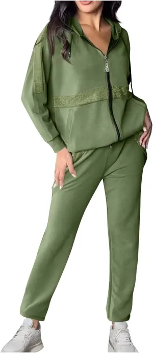 Ruziyoog Womens Two Piece Tracksuit Set Zip Up Jacket and Joggers Long Sleeve Lounge Set Casual Athletic Outfits